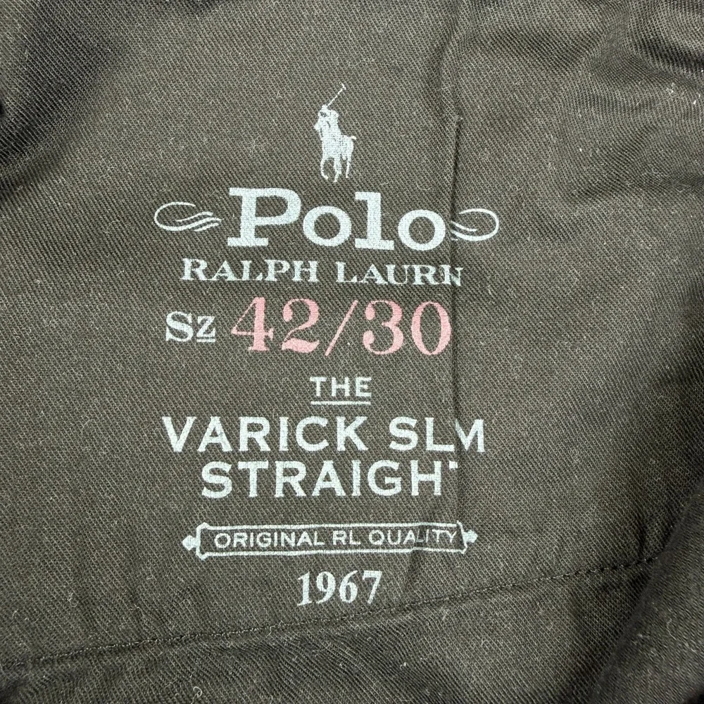 Polo Ralph Lauren The Varick Slim Straight Leg Jeans Mens 42x30 Black Denim EUC